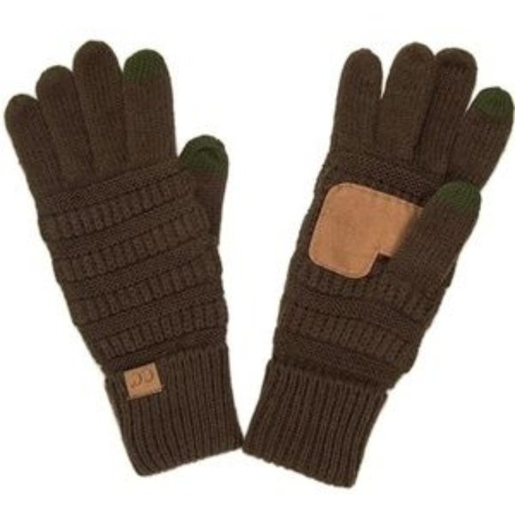 C.C 3pc Knit Warm Pom Beanie Gloves Scarves Set